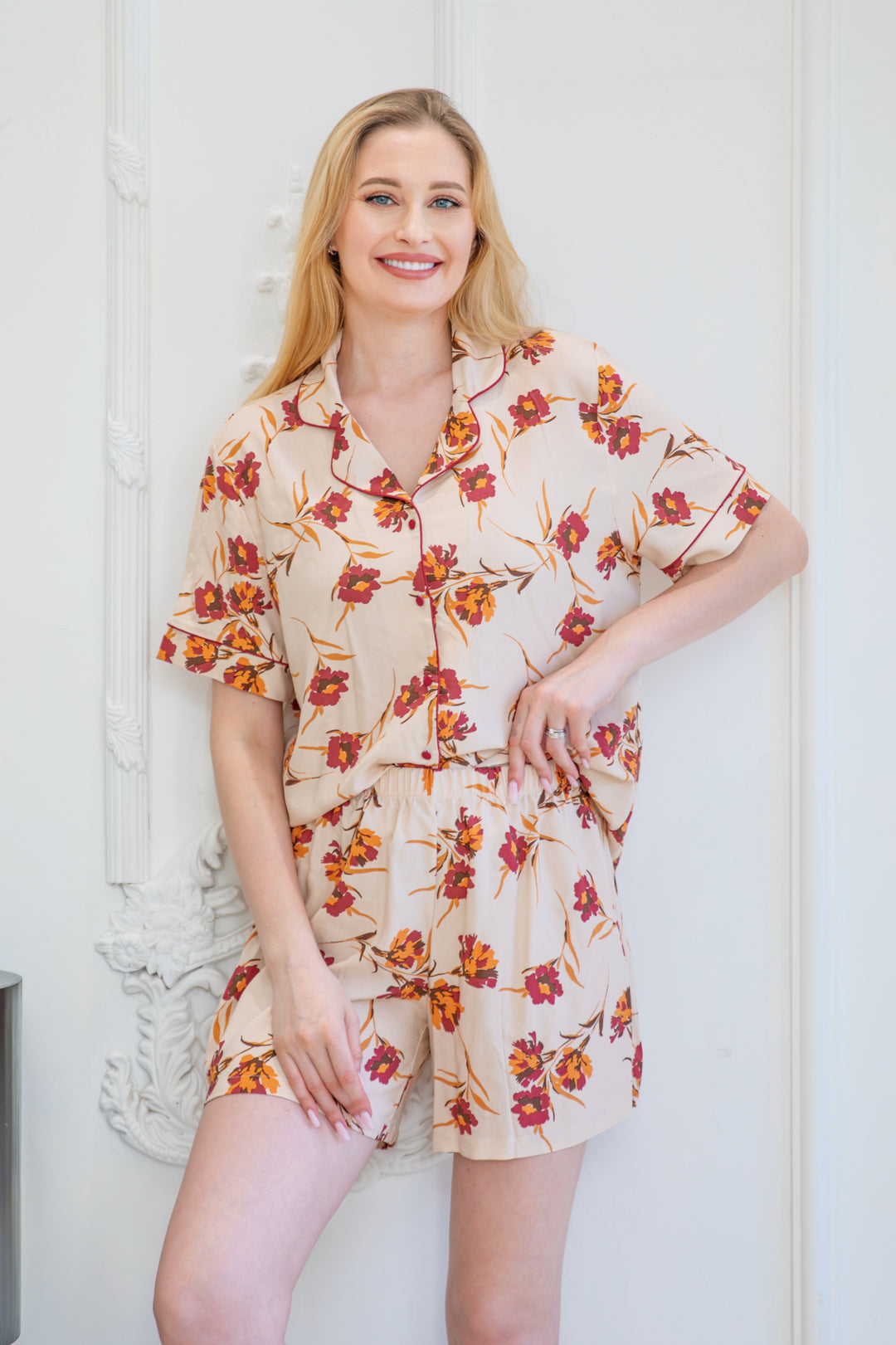 Tropical Flower Pajama Suit – Breezy Nightwear for Warmer Nights